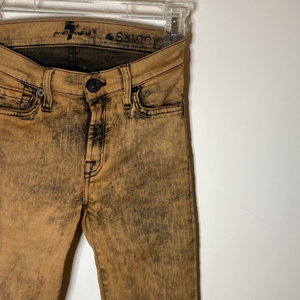 Copper skin tight stretchy jeans.